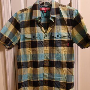 Vans Off The Wall Multicolour Plaid Button Down Shirt Size Small